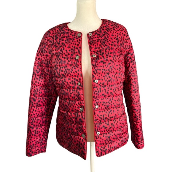 TOMMY BAHAMA Womens Reversible Puffer Jacket Red / Leopard Size Extra Small NWOT - Picture 1 of 14
